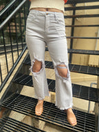 Ellie Blue High Waisted Ripped Cropped Risen Jeans