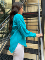 Jeramy Light Teal Waffle Button Up