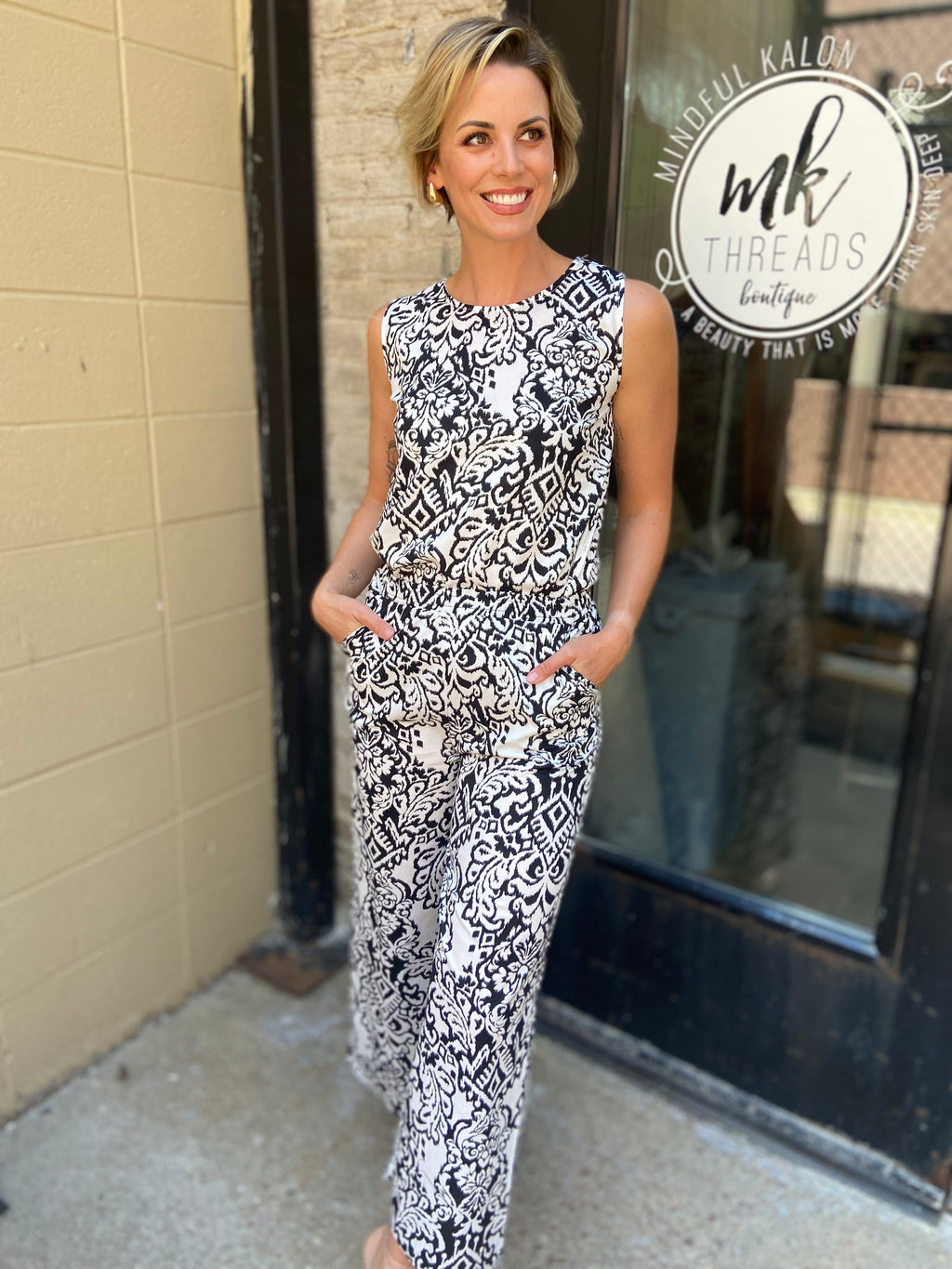 Esme Black & White Pattern Top