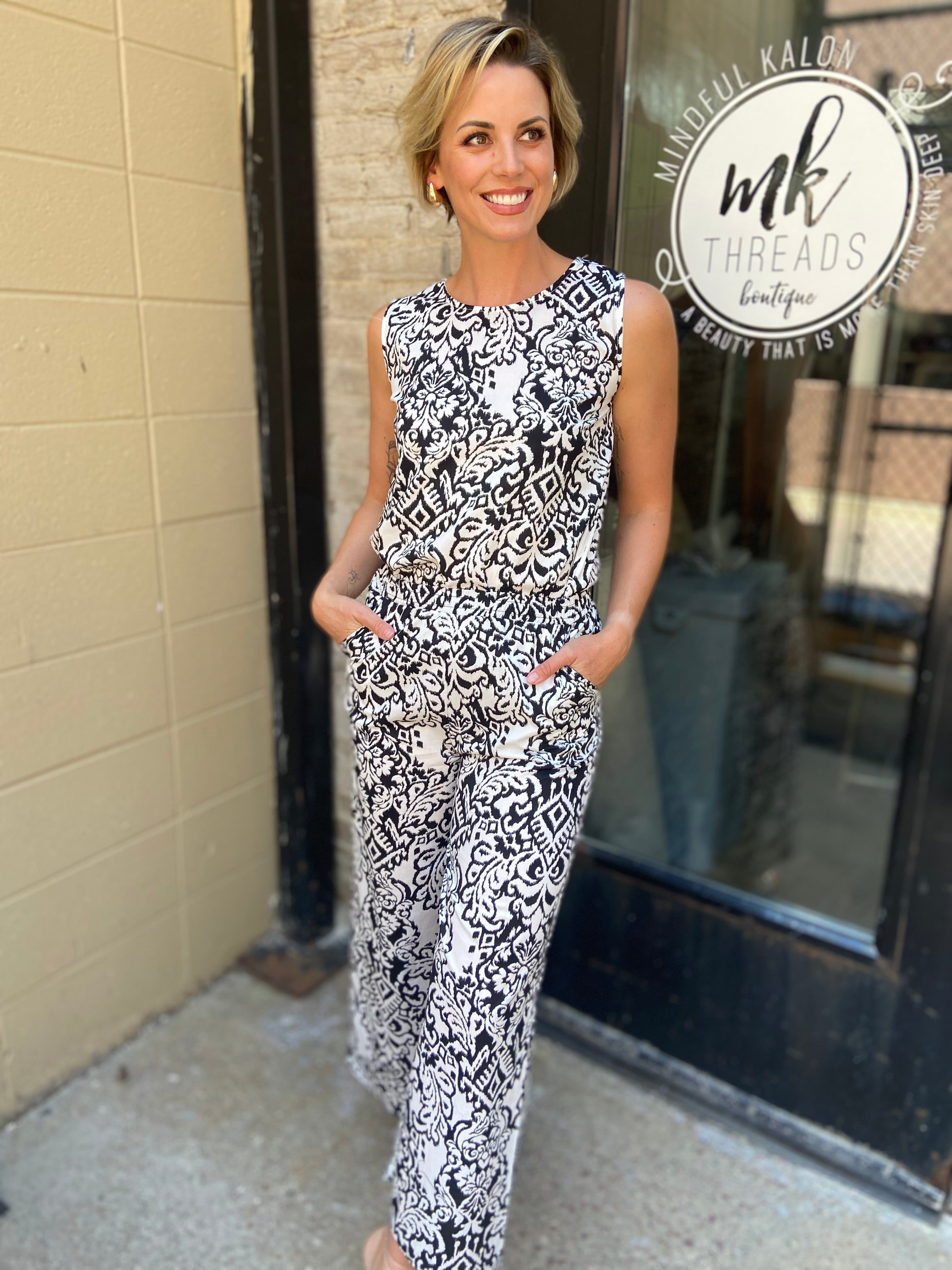 Esme Black & White Pattern Top