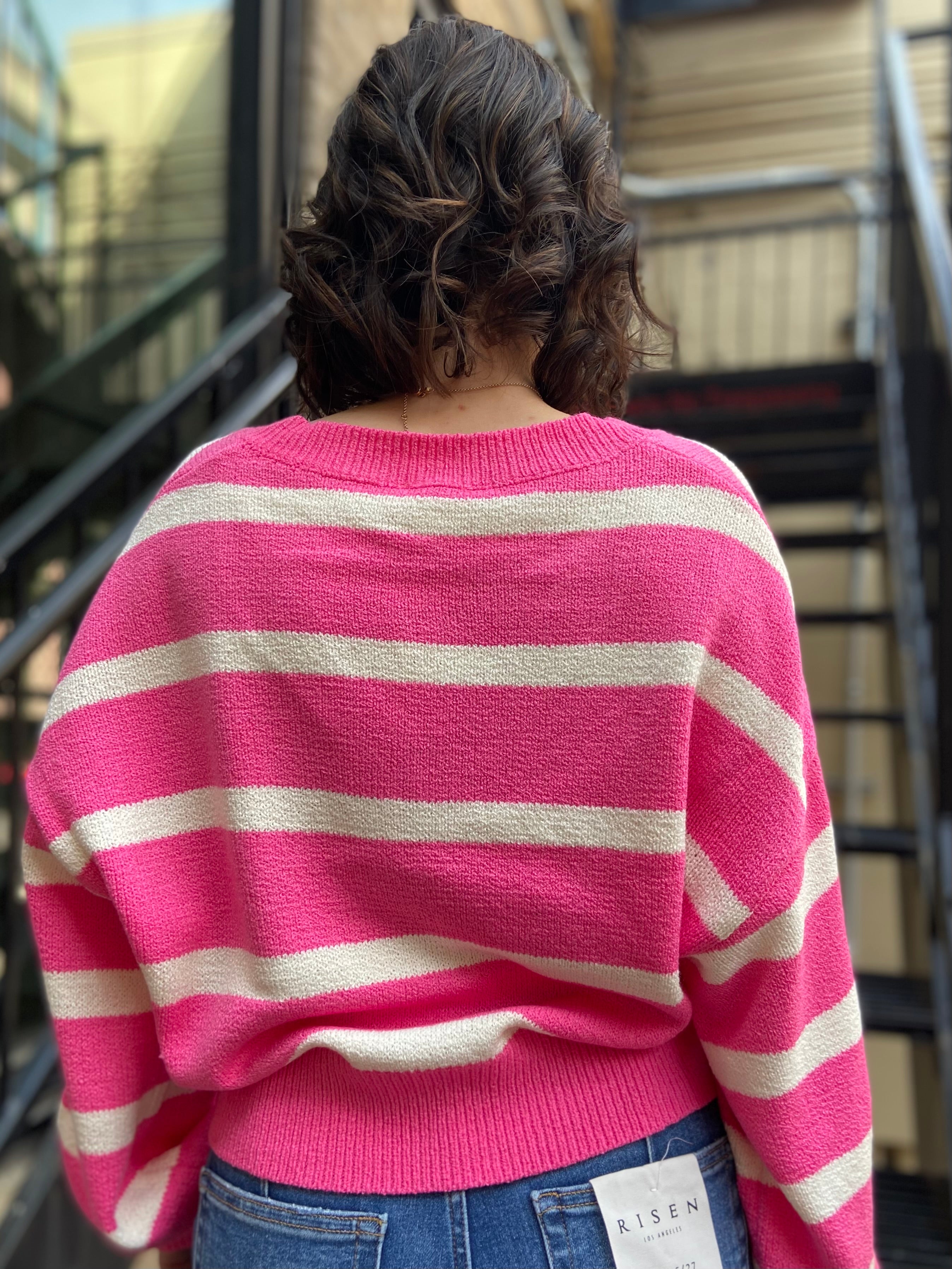 Lui Pink & White Stripe Sweater