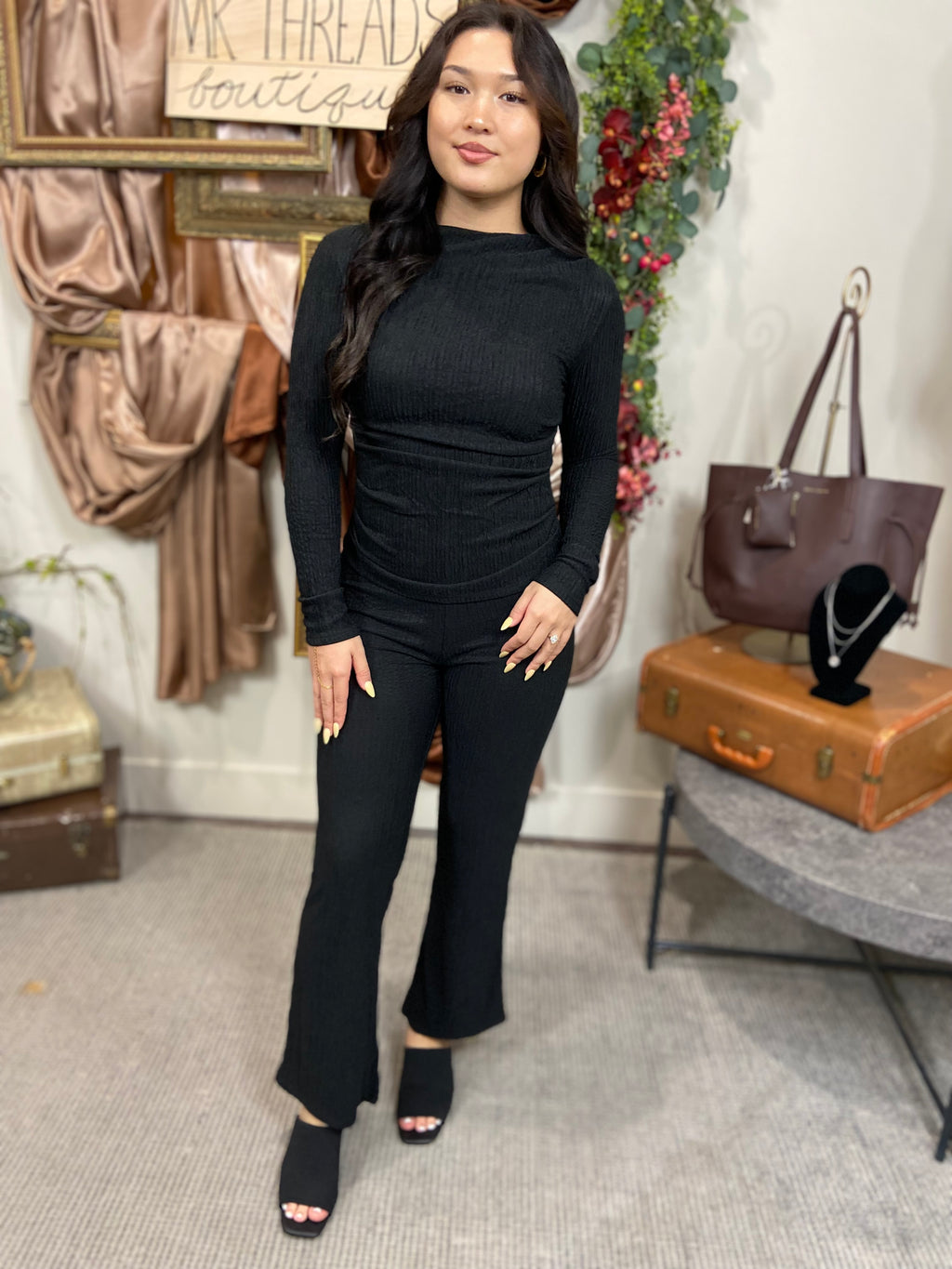 Stacy Black Long Sleeve & Pants Set