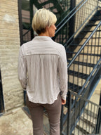 Everlee Mocha Striped Long Sleeve Button Down