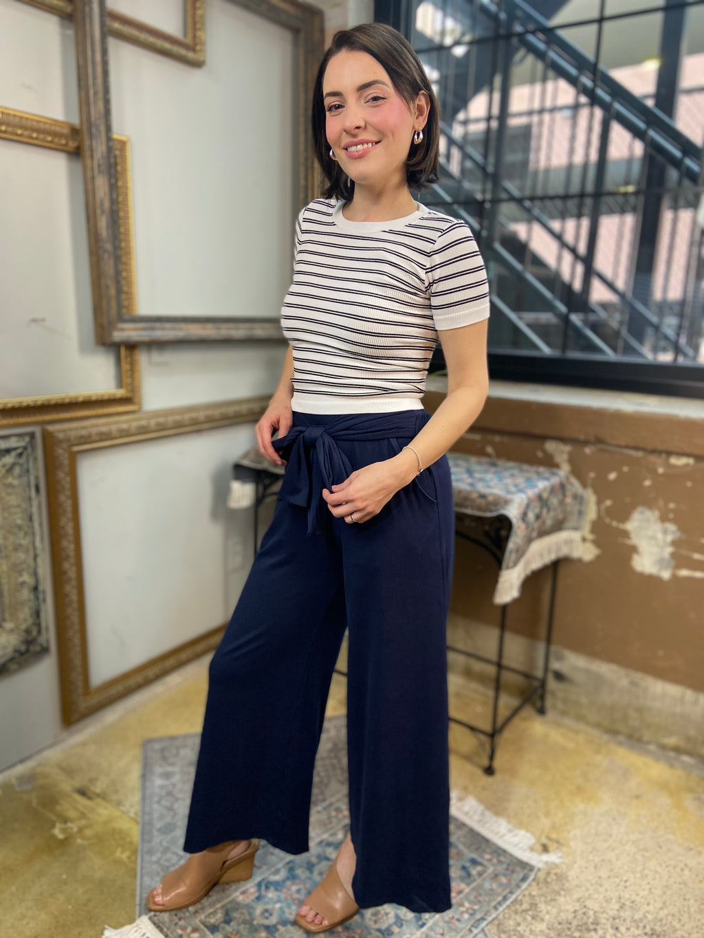 Grace White & Black Stripe T-Shirt - MK Threads Boutique