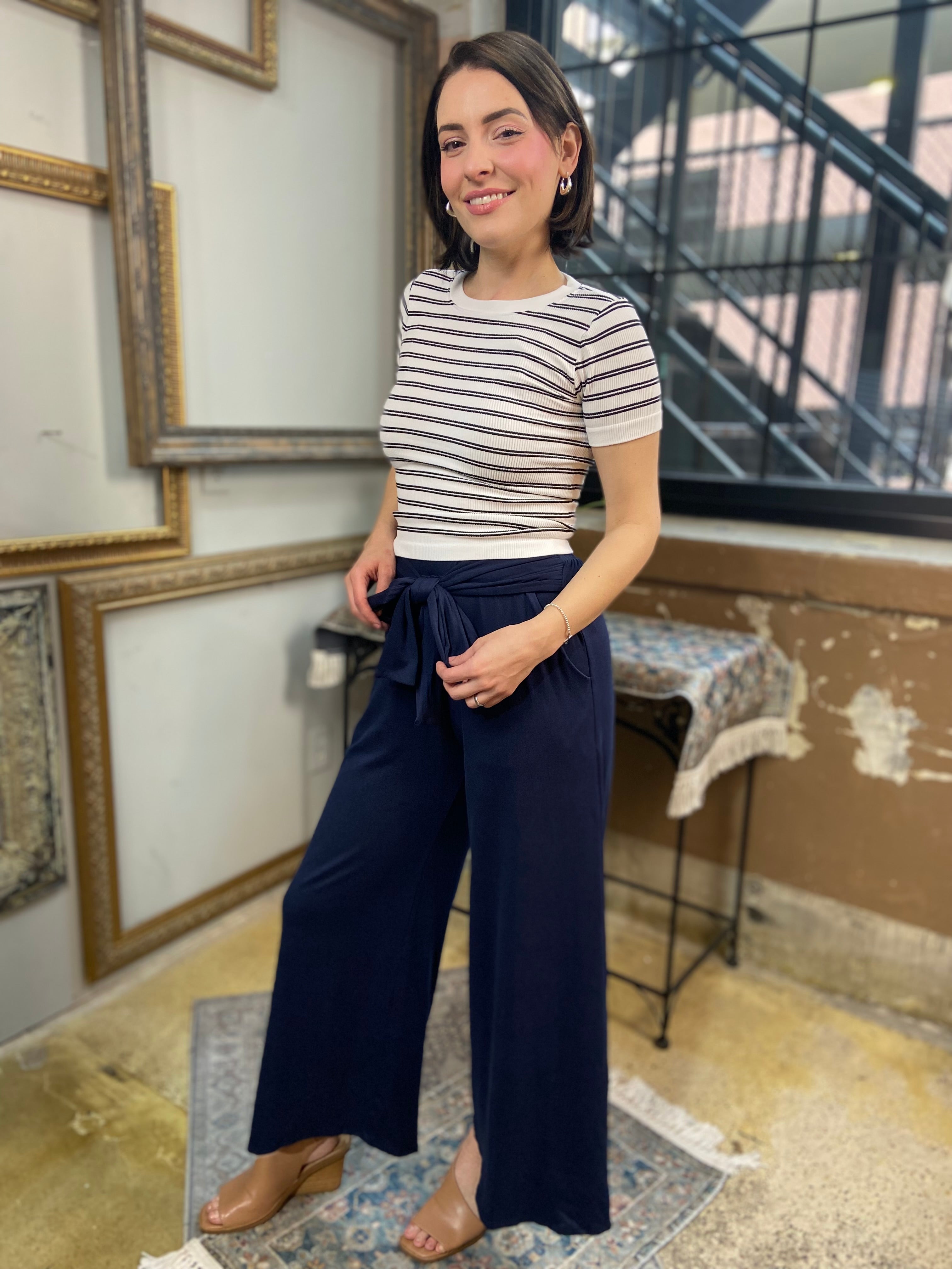 Grace White & Black Stripe T-Shirt - MK Threads Boutique