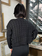 Sadie Black Knit Rhinestone Cardigan