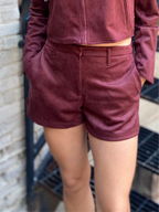 Lauri Burgundy Suede Shorts