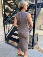 Parker Taupe & Pink Plaid Belted Midi Skirt