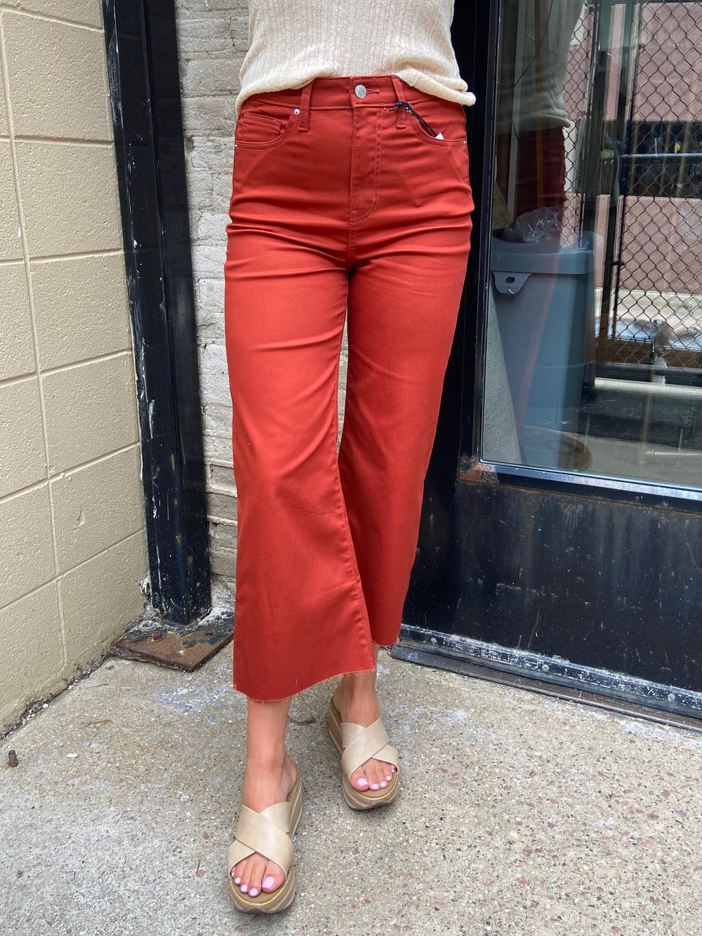 Adrienne Rust High Rise Cropped Zenana Jeans