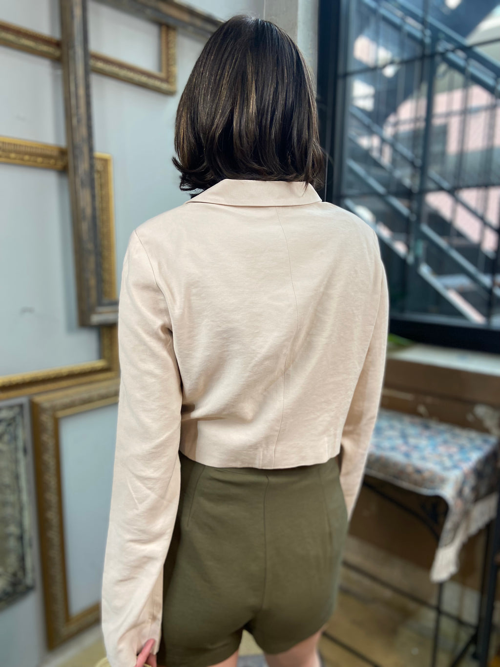 Dylan Khaki Cropped Wrap Blazer