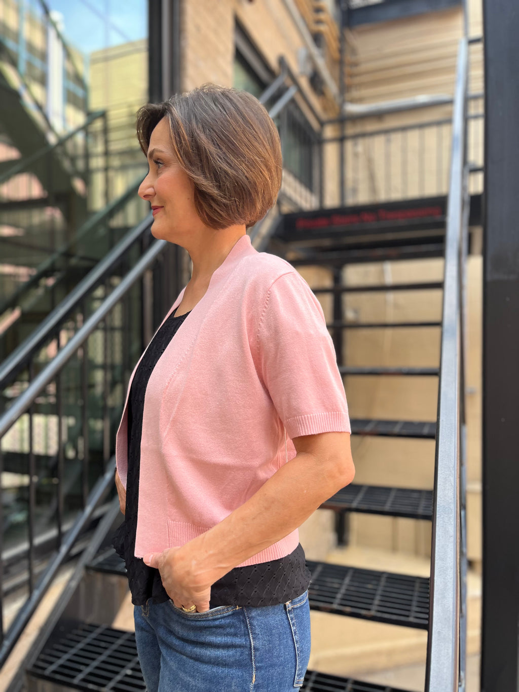 Lizeth Dusty Pink Short Sleeve Cardigan