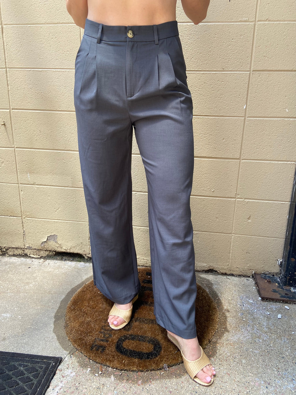 Nico Charcoal Straight Leg Trousers - MK Threads Boutique