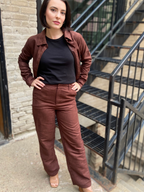 Annie Dark Brown Suede Straight Leg Pants