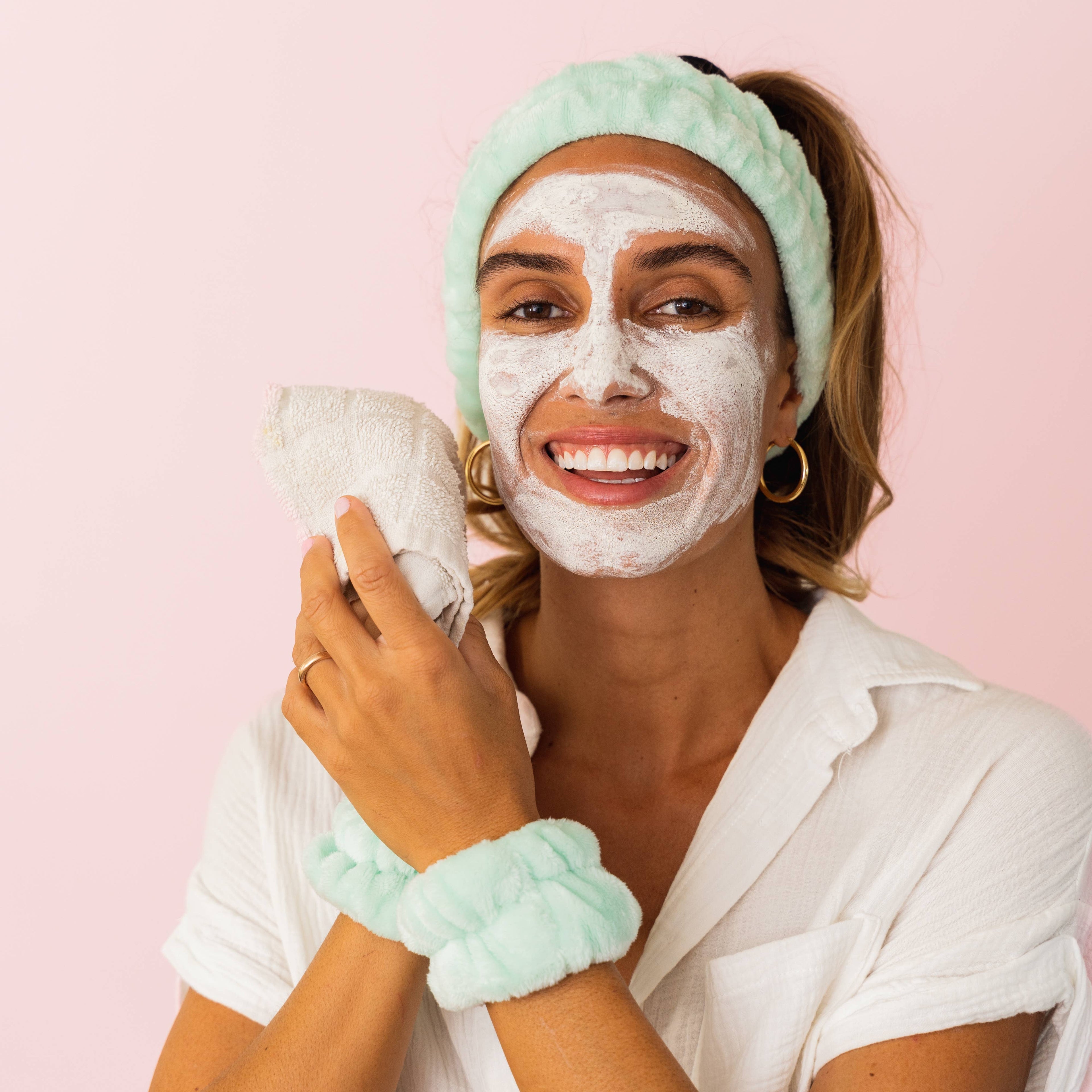 Spa Headband - Skincare Headband & Wristband Set: Leopard Print