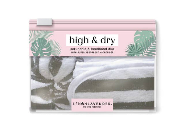 Lemon Lavender High & Dry Microfiber Scrunchie/Headband Duo