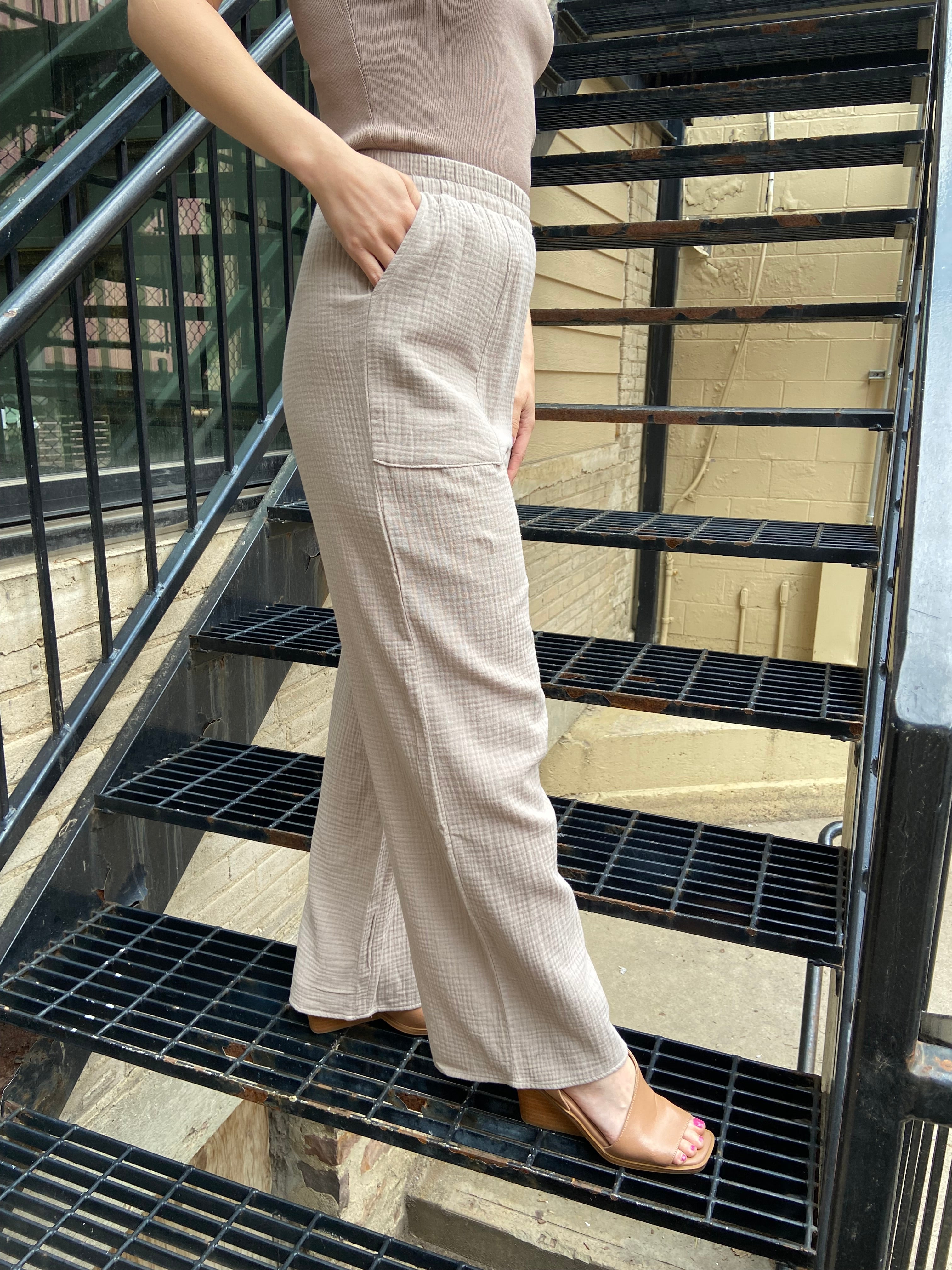 Vanessa Mocha Waffle Wide Leg Pants - MK Threads Boutique