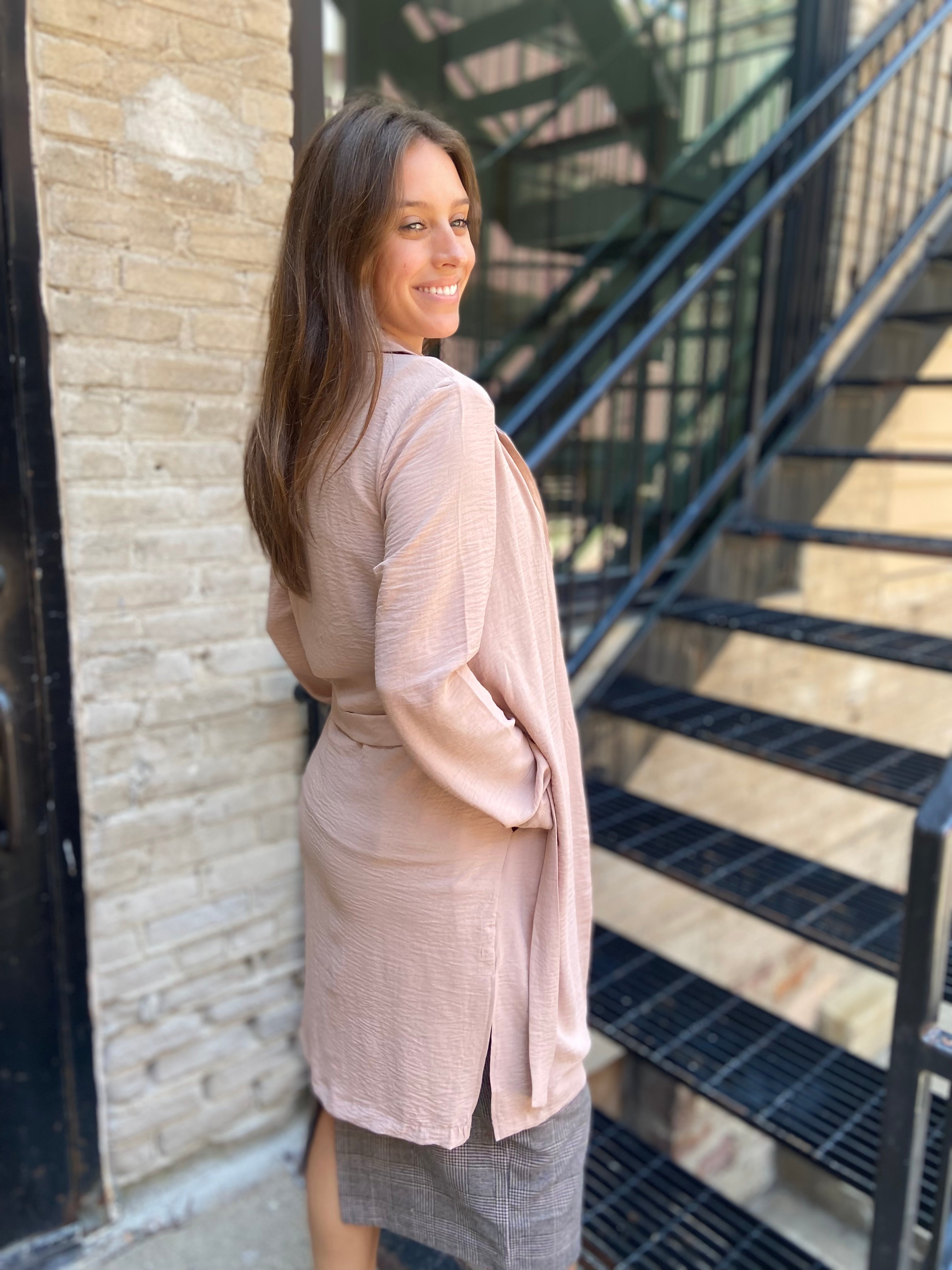 Serena Taupe Lightweight Collard Trench Jacket