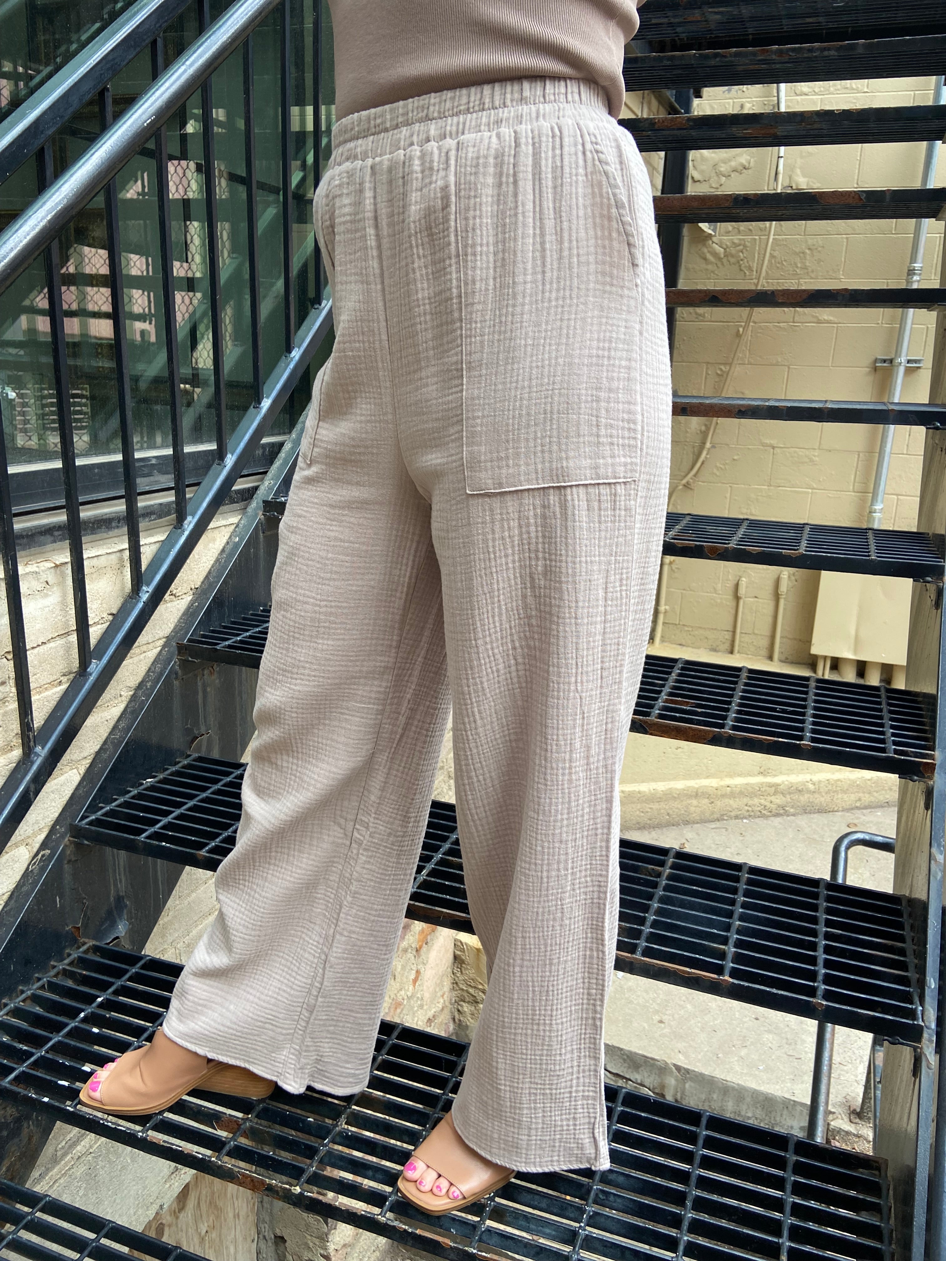 Vanessa Mocha Waffle Wide Leg Pants - MK Threads Boutique