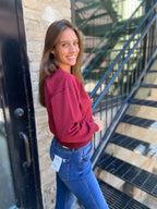 Lori Burgundy Cropped Sweatshirt