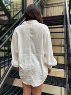 Kittie White Linen Risen Button Up - MK Threads Boutique