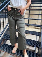 Adrienne Dark Olive High Rise Cropped Zenana Jeans