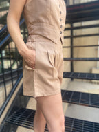 Olivia Taupe High Wasted Shorts - MK Threads Boutique