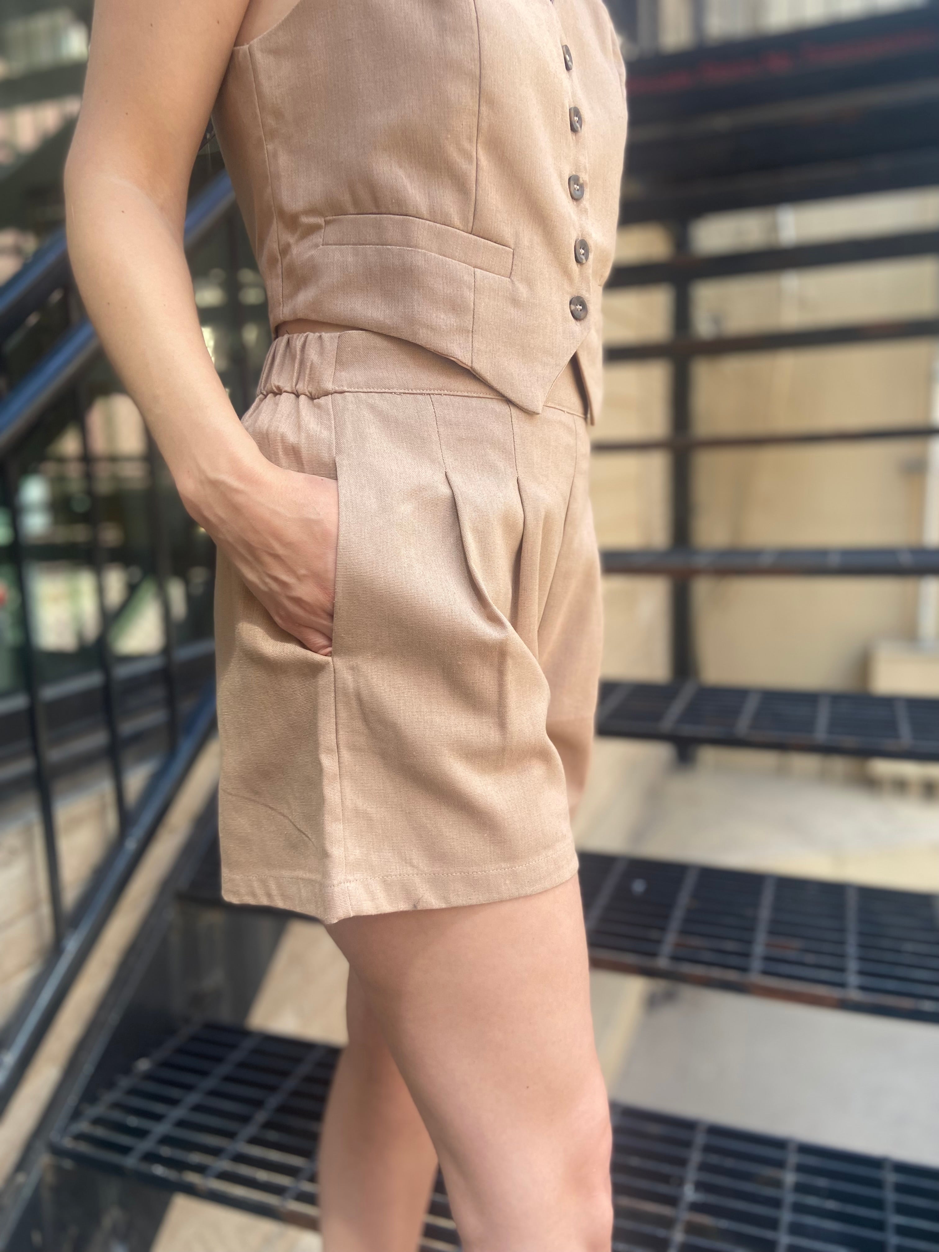 Olivia Taupe High Wasted Shorts - MK Threads Boutique
