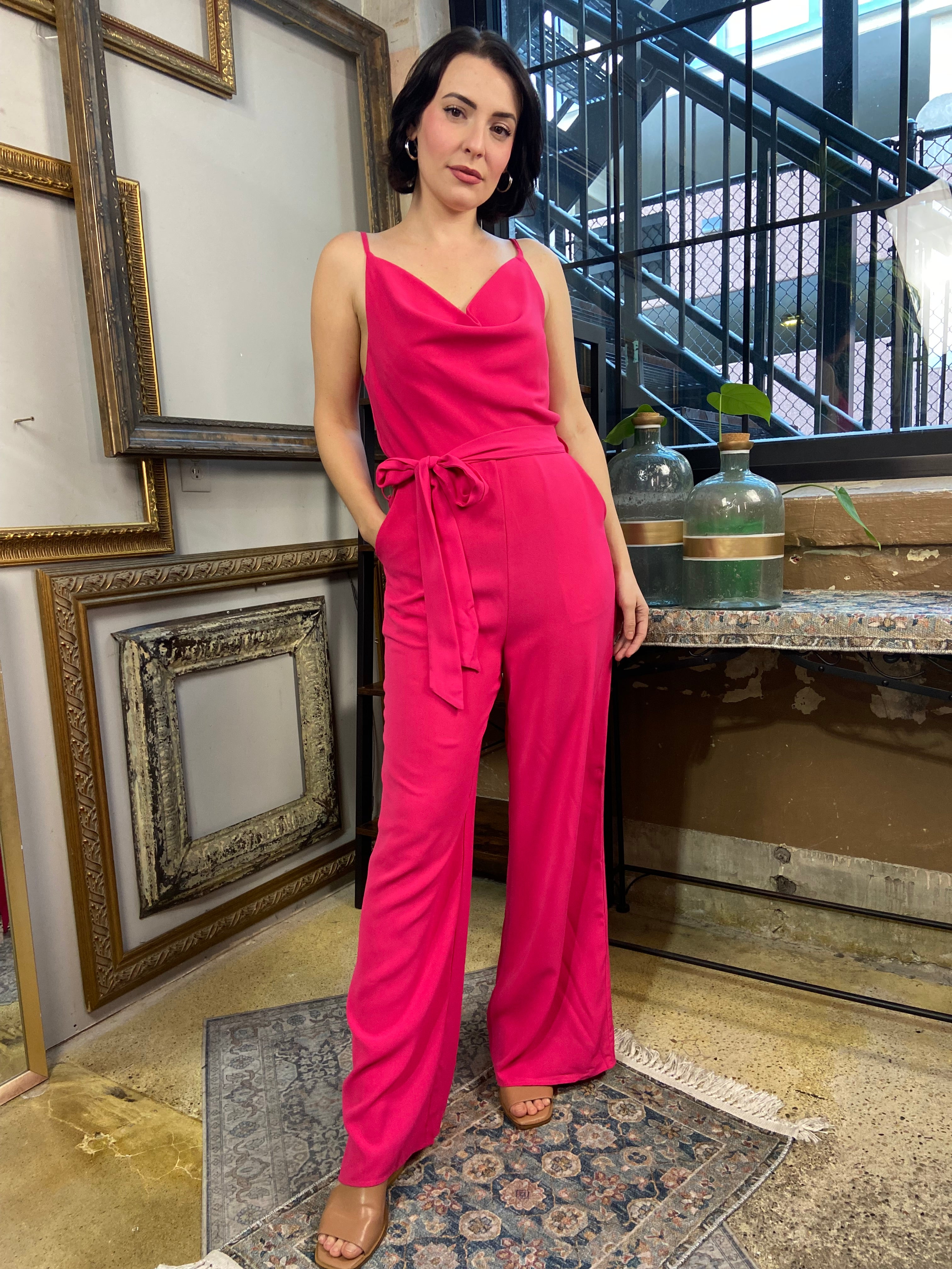 Francine Hot Pink Wide Leg Jumpsuit