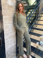 Khloe Olive Green Ribbed Sweater Set