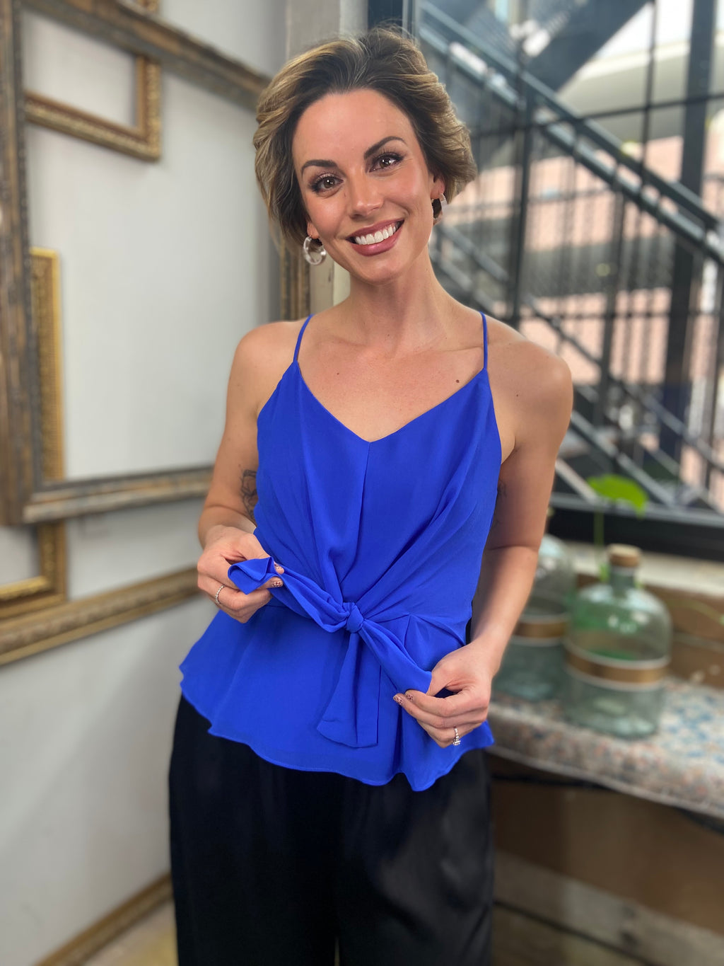 Sally Capri Blue Knot Waist Top - MK Threads Boutique