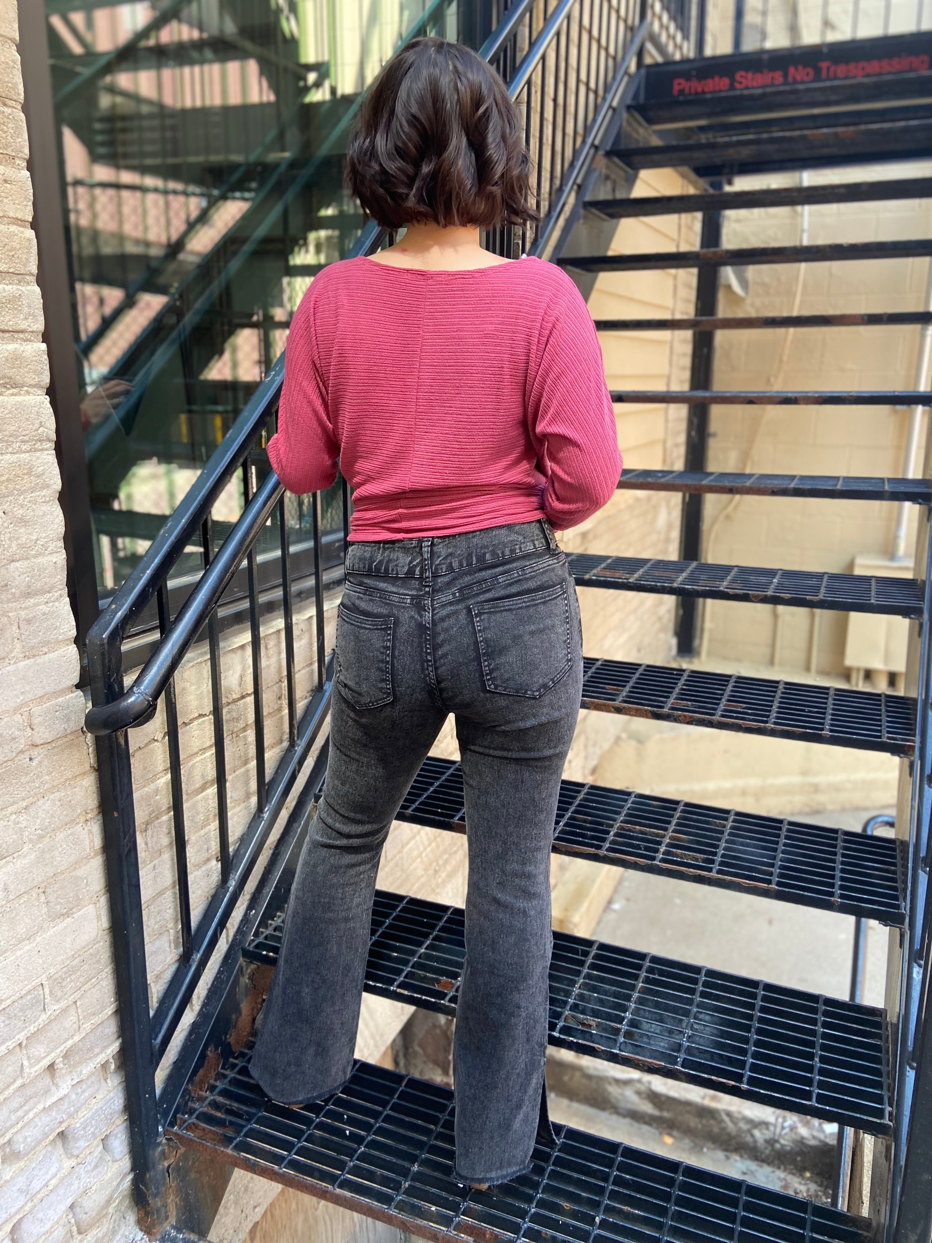 Seren Side Slit Black Jeans