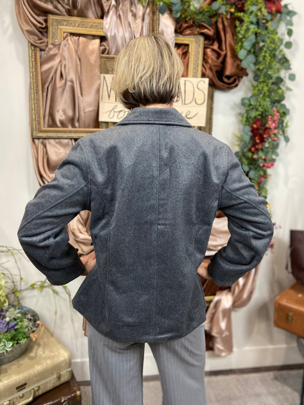 Beah Charcoal Soft Felt Jacket Coat
