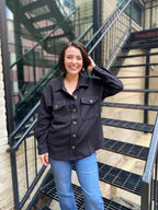 Georgie Black Textured Shacket