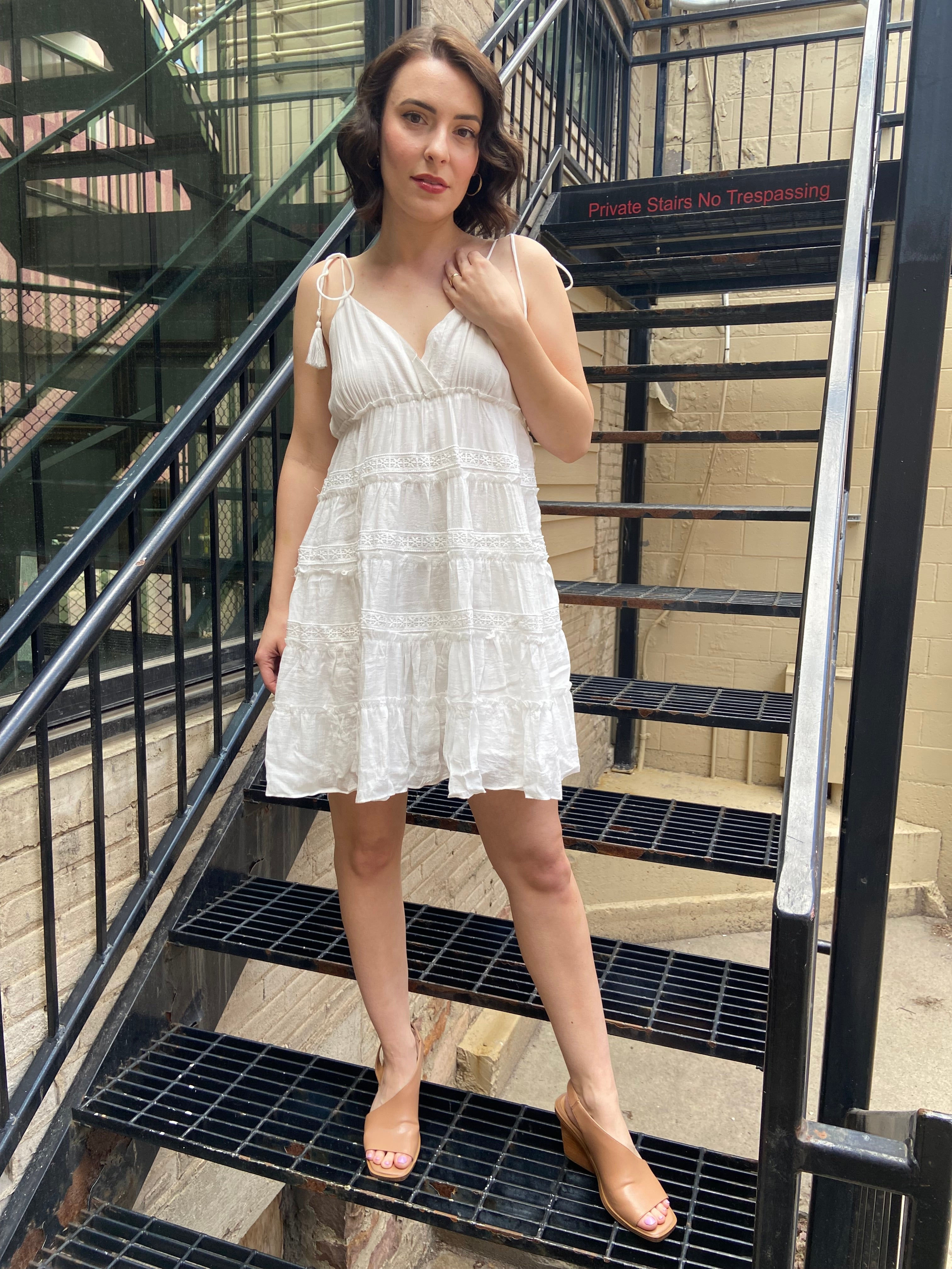 Keagan Off White Detailed Mini Dress - MK Threads Boutique
