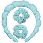 Spa Headband - Skincare Headband & Scrunchie Wristband Set: Mint