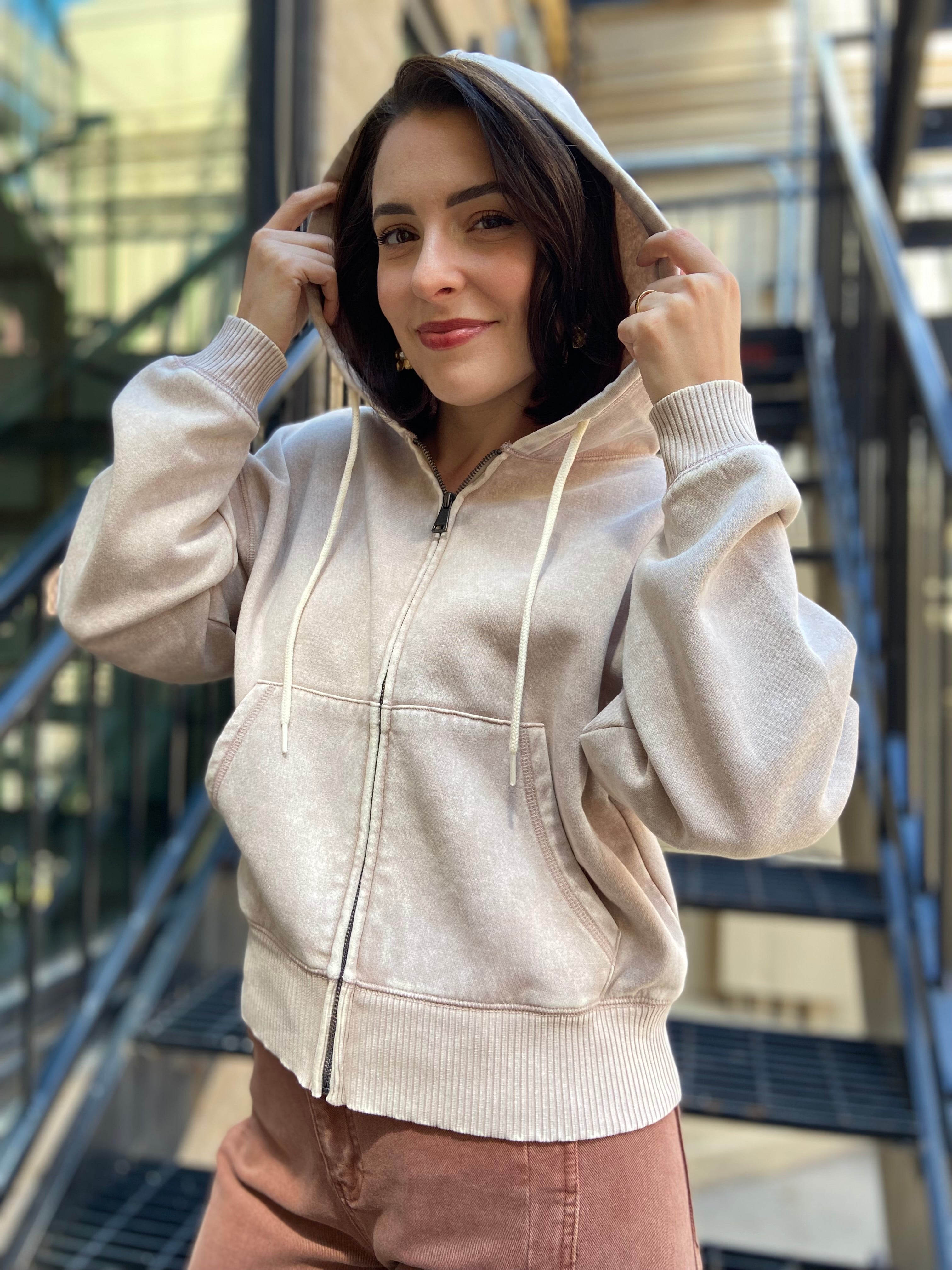 Archie Mocha Oversized Cropped Zip Up - MK Threads Boutique
