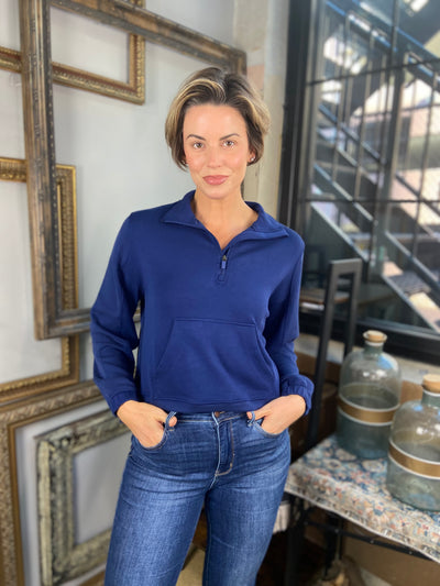 Scarlett Navy Blue Half Zip Sweater