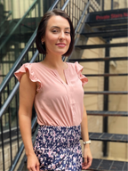 Bodhi Blush Flutter Sleeve Blouse