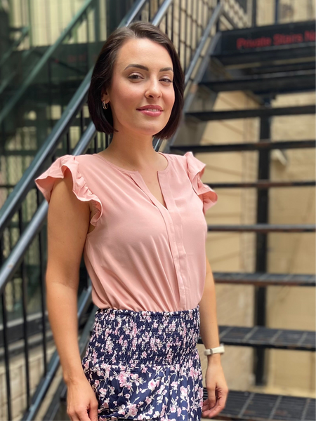 Bodhi Blush Flutter Sleeve Blouse