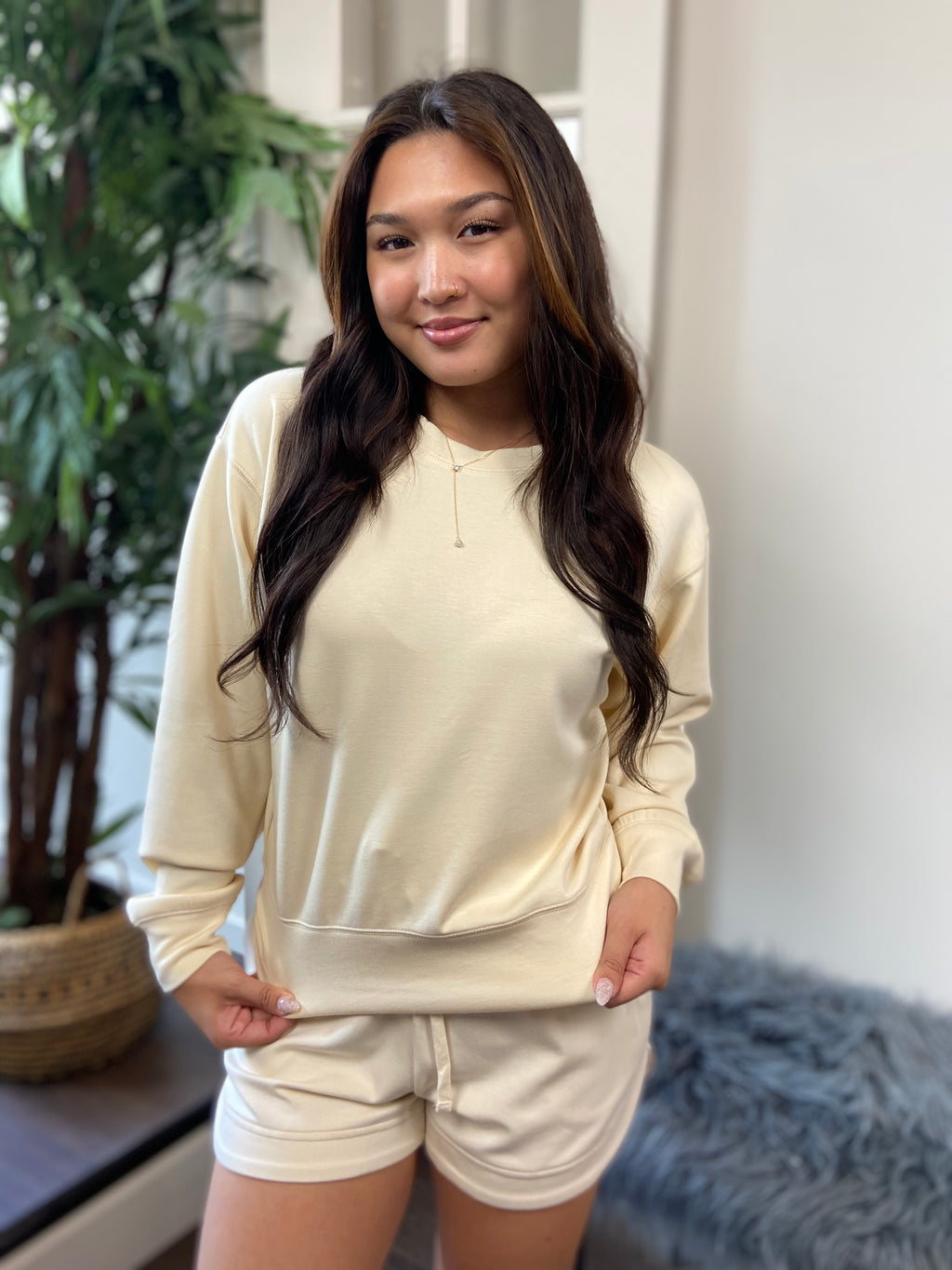Drew Cream Crewneck Sweater - MK Threads Boutique