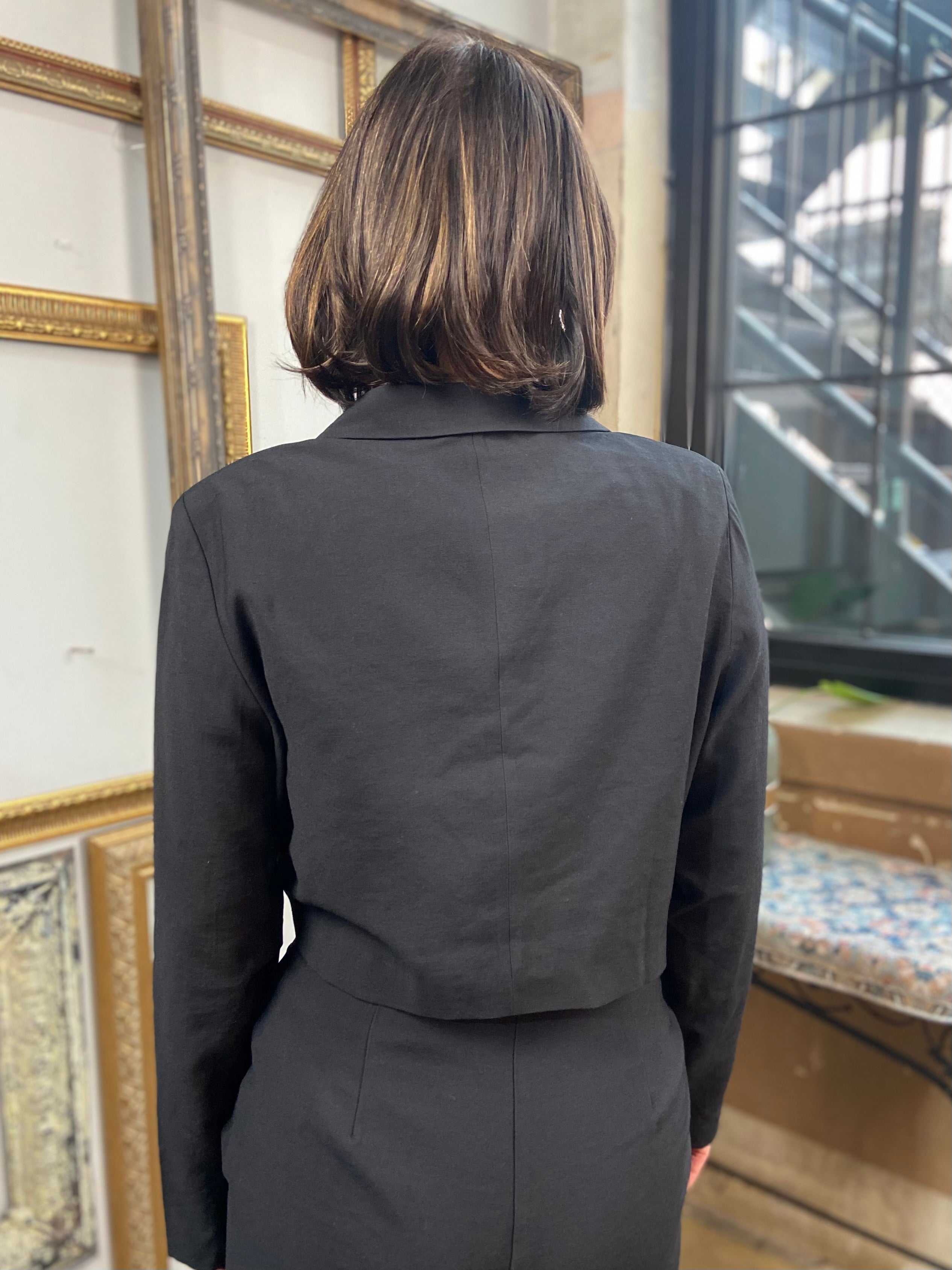 Dylan Black Cropped Wrap Blazer