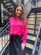 Alexi Hot Pink Silk Button up