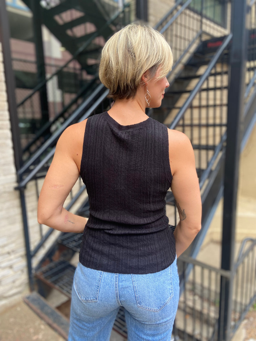 Elle Black Knit Tank Top