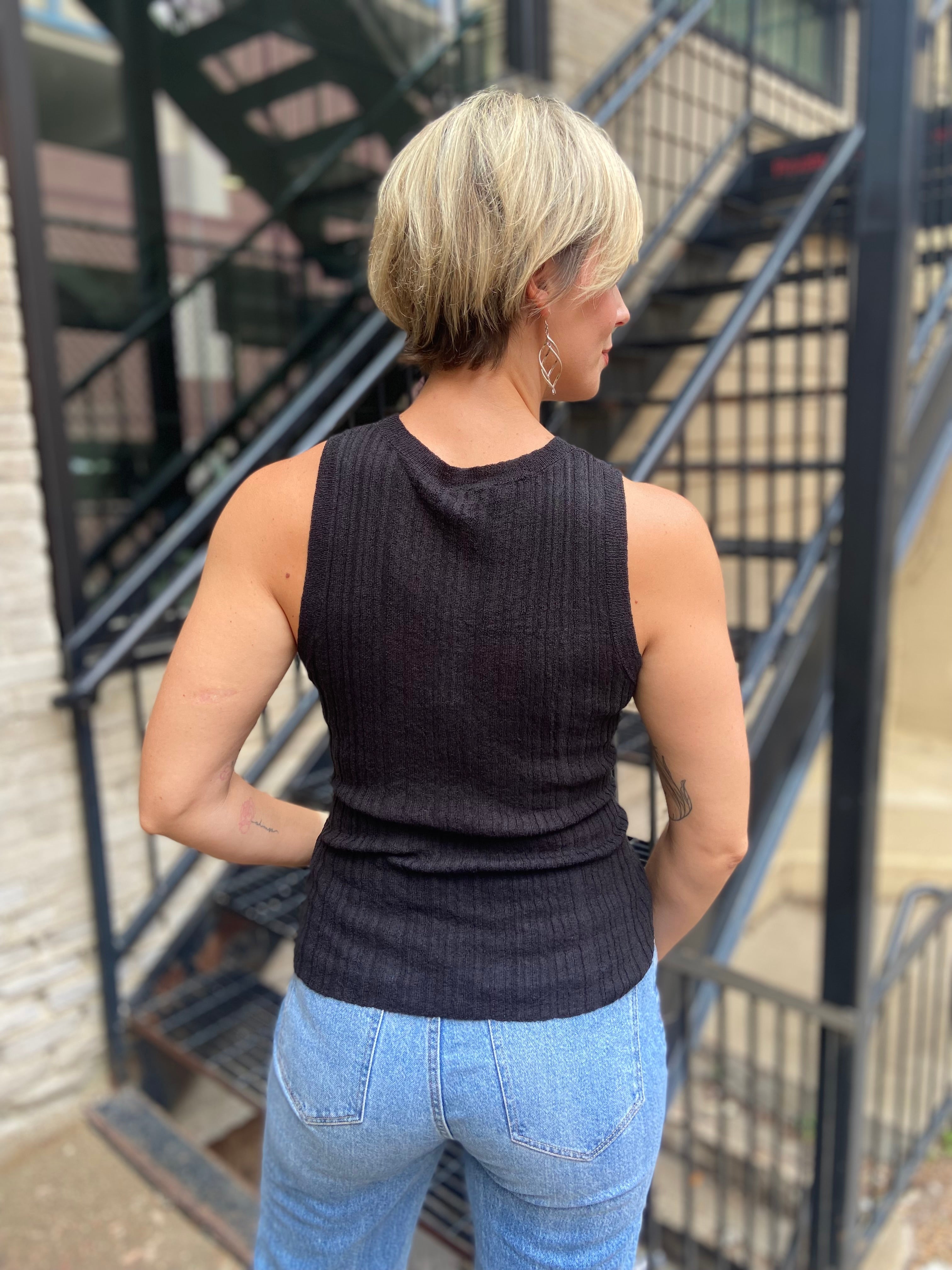 Elle Black Knit Tank Top