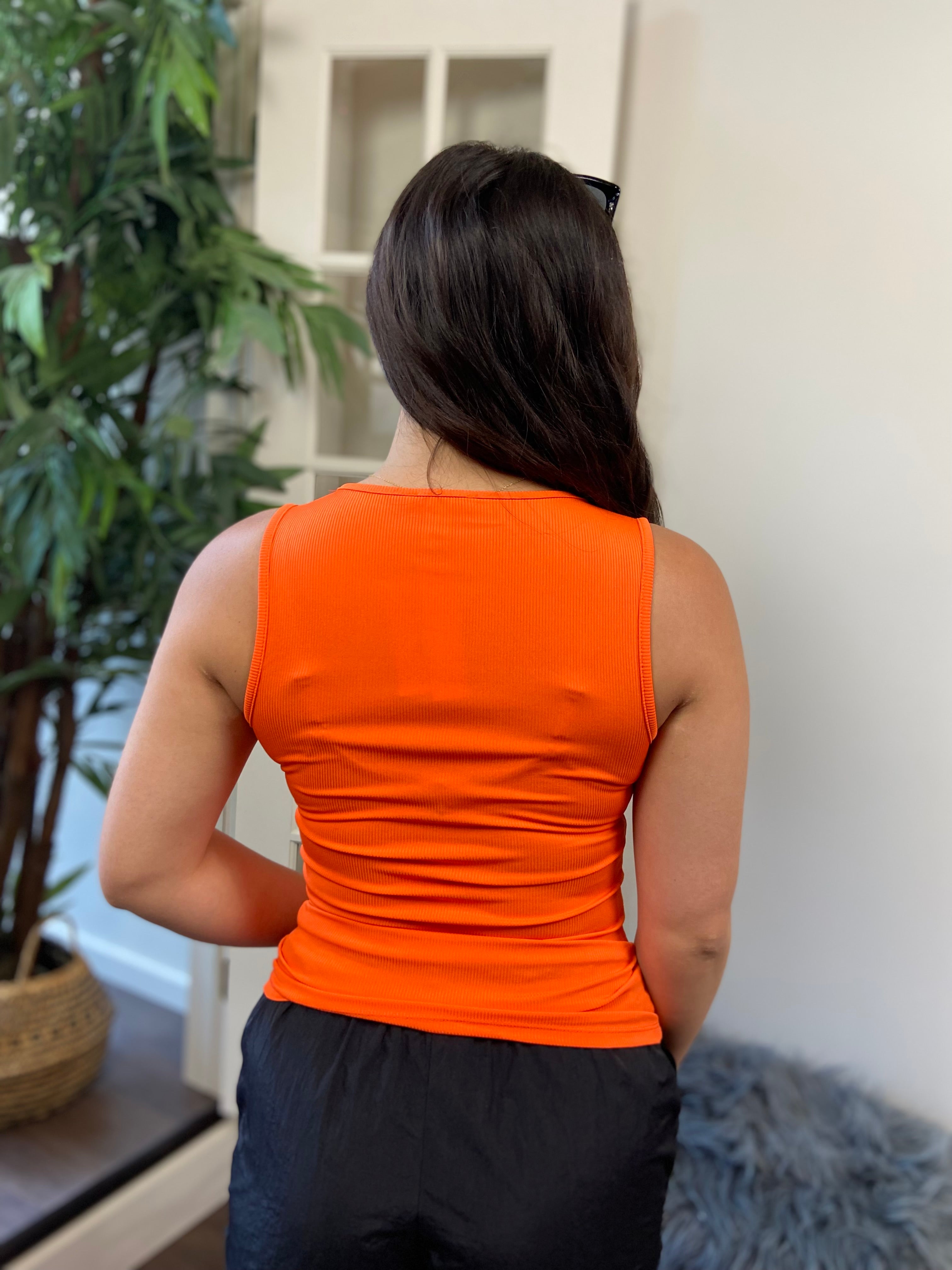 Arline Orange Sleeveless Top
