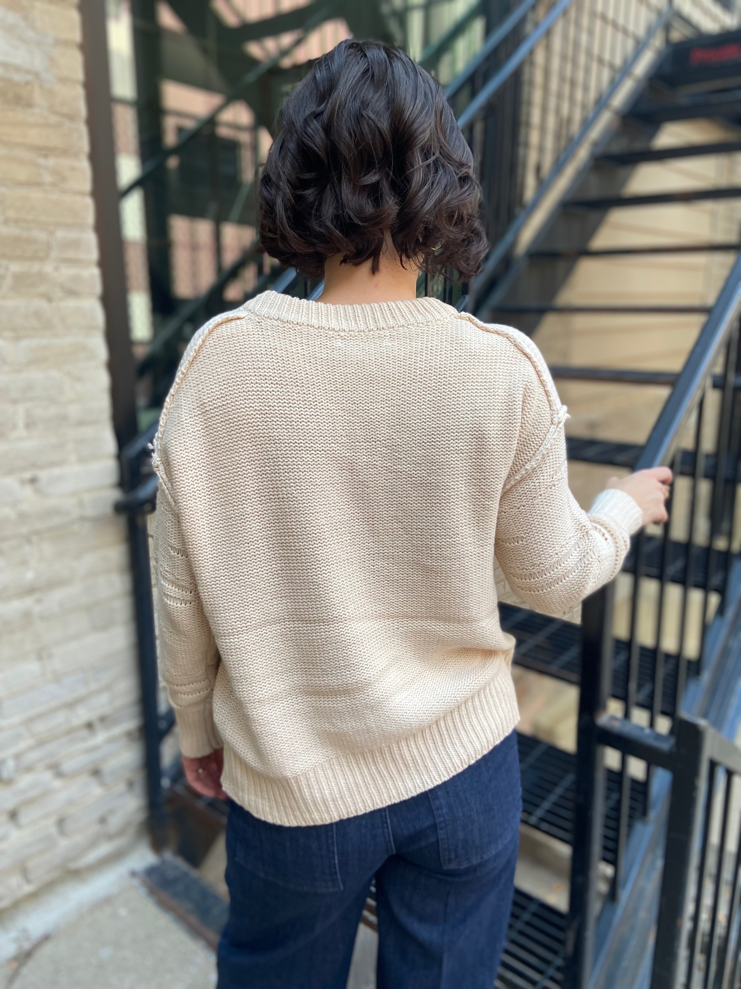 Maura Ivory V Neck Sweater