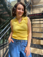 Ally Yellow Sleeveless Sweater Vest - MK Threads Boutique
