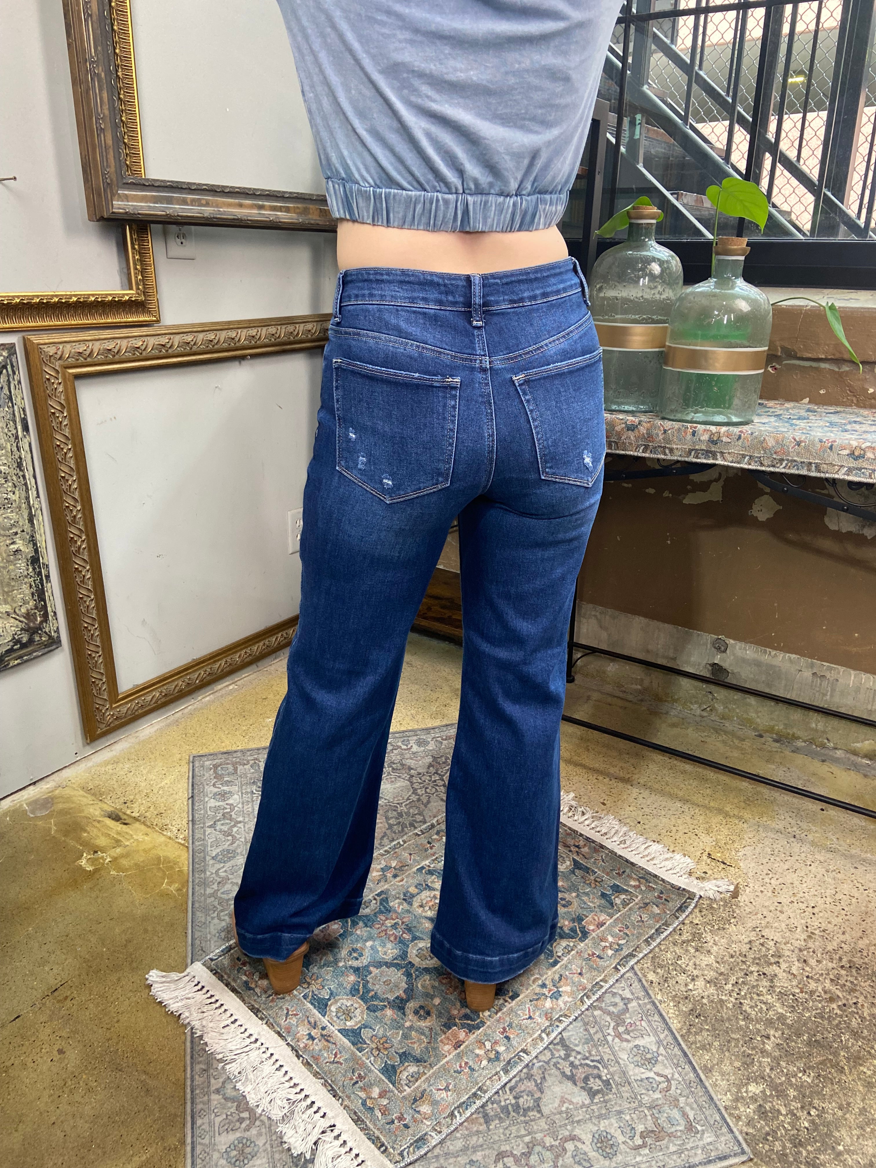 Rhea Dark High Waisted Wide Leg EnJean Jeans