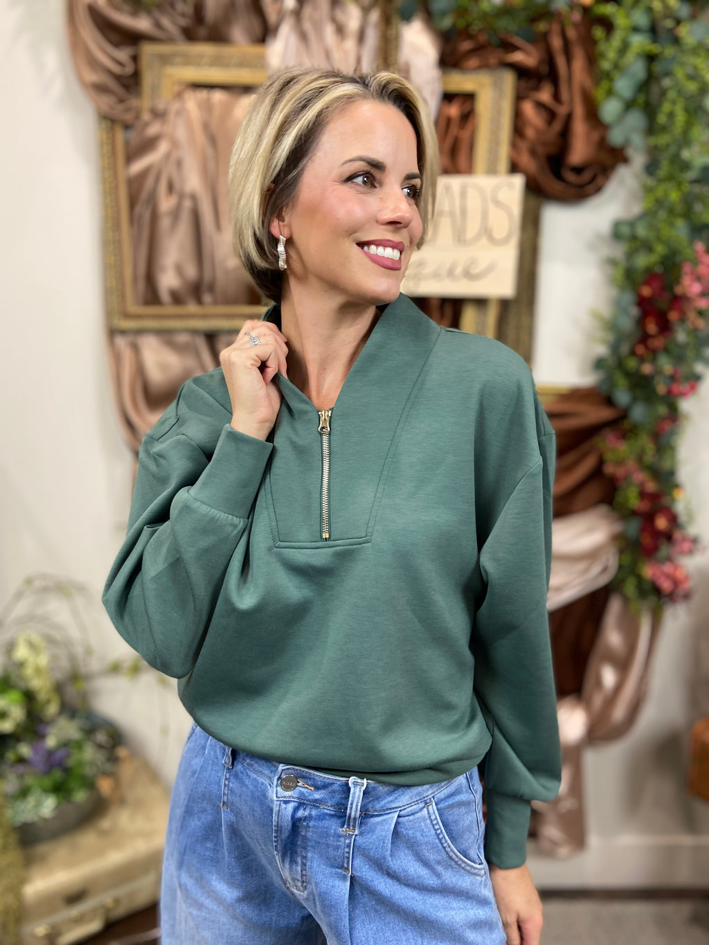 Joan Green Scuba Half Zip Sweater