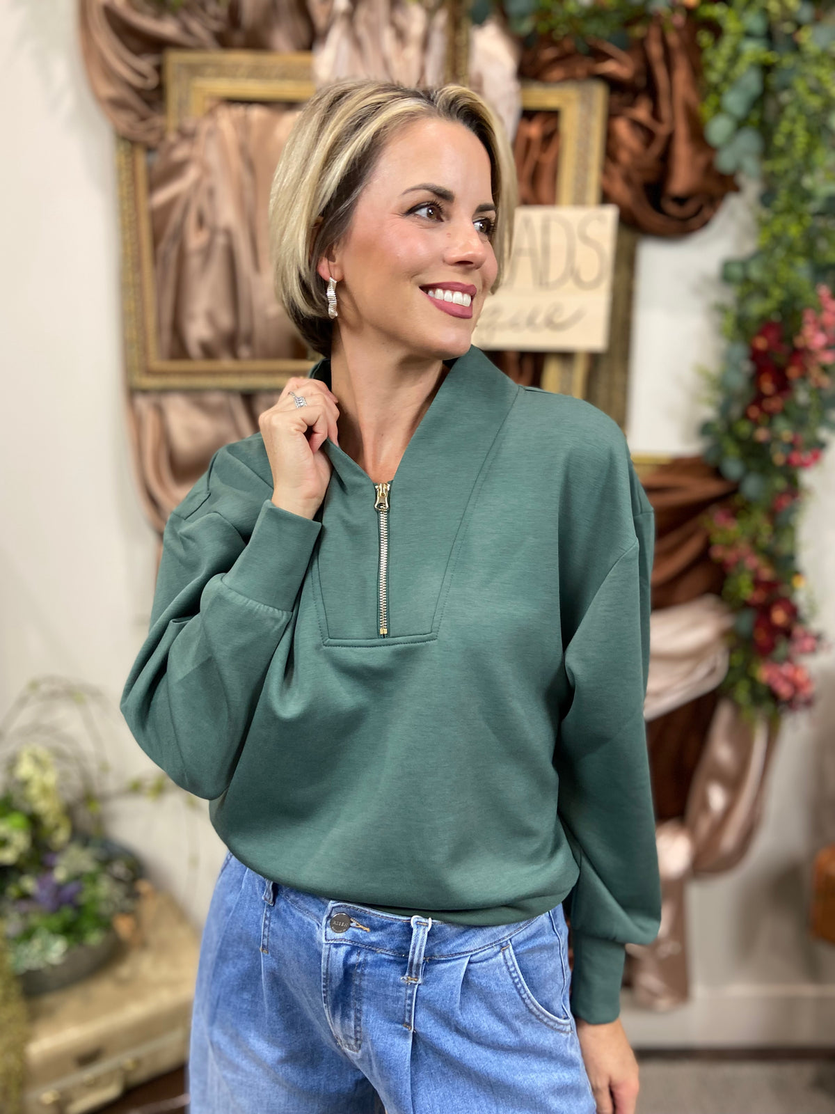 Joan Green Scuba Half Zip Sweater